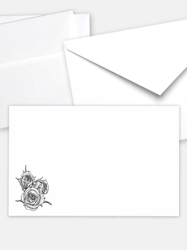Umschlag im klassischen Format (191 x 120 mm) | Auswahl: Papiersorte, gerade Klappe/Haftklebung oder Spitzklappe/Nassklebung | Adresseindruck und Lettershop möglich | Motiv Rosenbouquet | TUK_007_ATD