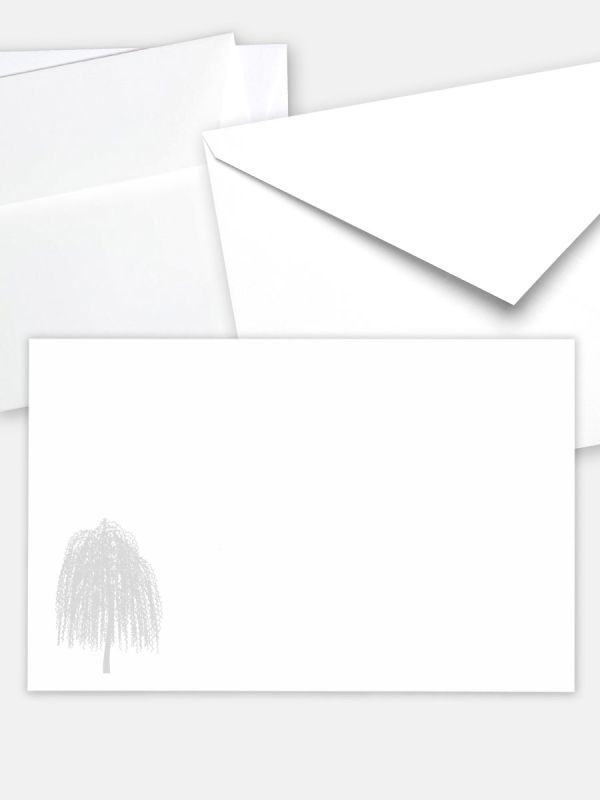 Umschlag im klassischen Format (191 x 120 mm) | Auswahl: Papiersorte, gerade Klappe/Haftklebung oder Spitzklappe/Nassklebung | Adresseindruck und Lettershop möglich | Motiv Trauerweide | TUK_020_ATD