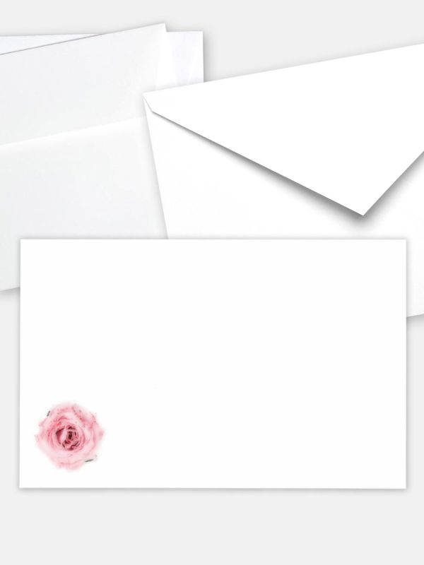 Umschlag im klassischen Format (191 x 120 mm) | Auswahl: Papiersorte, gerade Klappe/Haftklebung oder Spitzklappe/Nassklebung | Adresseindruck und Lettershop möglich | Motiv Rose Aquarell | TUK_025_ATD