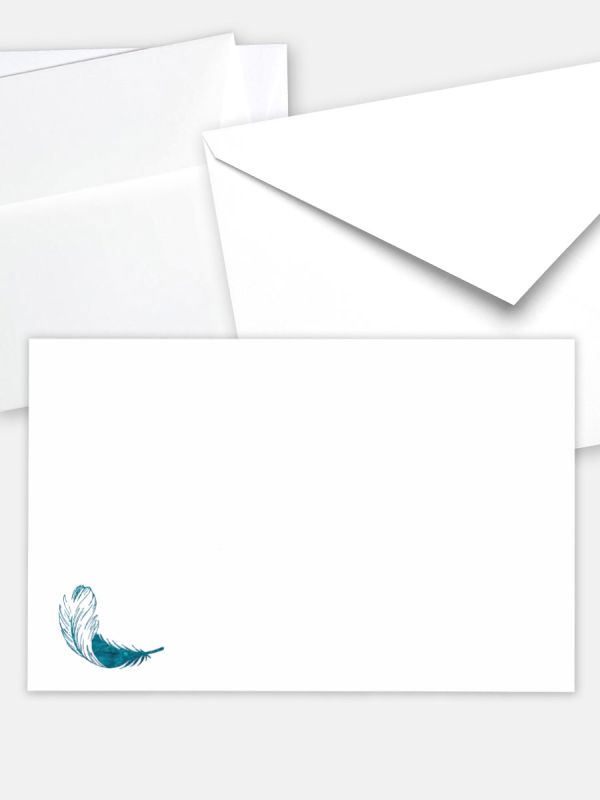 Umschlag im klassischen Format (191 x 120 mm) | Auswahl: Papiersorte, gerade Klappe/Haftklebung oder Spitzklappe/Nassklebung | Adresseindruck und Lettershop möglich | Motiv Rose Federn | TUK_035_ATD