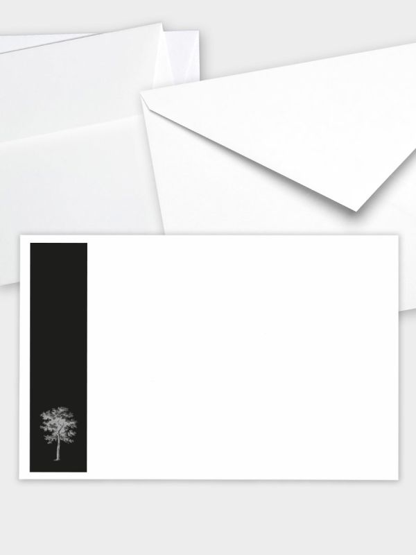 Umschlag im klassischen Format (191 x 120 mm) | Auswahl: Papiersorte, gerade Klappe/Haftklebung oder Spitzklappe/Nassklebung | Adresseindruck und Lettershop möglich | Motiv Baum Silhouette | TUK_501_ATD
