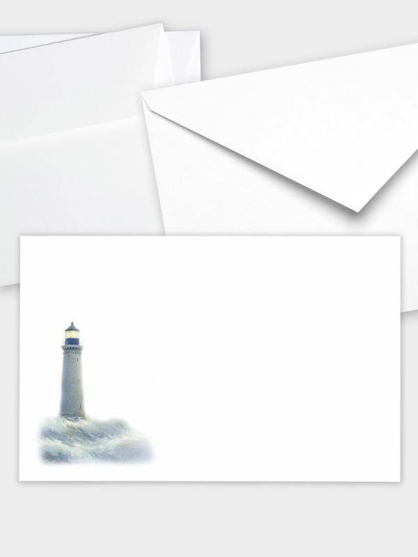 Umschlag im klassischen Format (191 x 120 mm) | Auswahl: Papiersorte, gerade Klappe/Haftklebung oder Spitzklappe/Nassklebung | Adresseindruck und Lettershop möglich | Motiv Leuchtturm| TUK_519_ATD